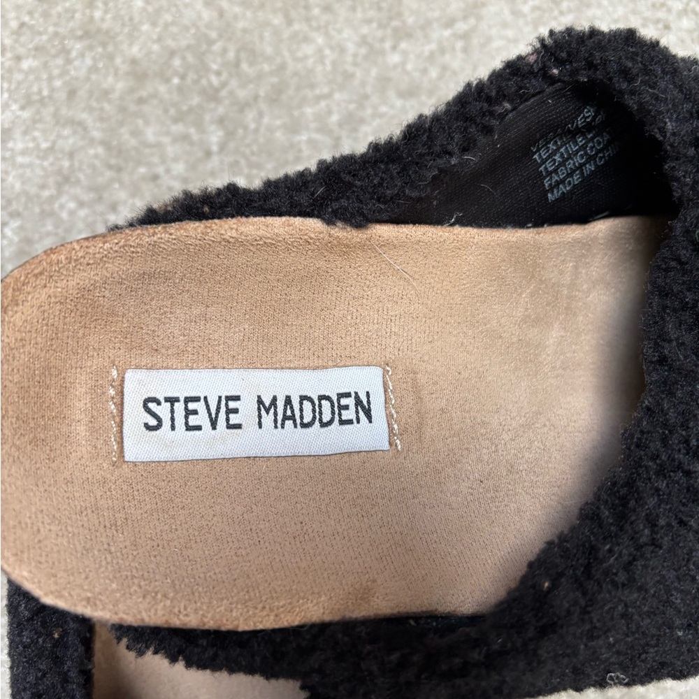 Steve Madden Black Plush Slippers